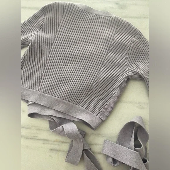 Toccin purple knit wrap sweater. Cropped. Size XS - Picture 12 of 15